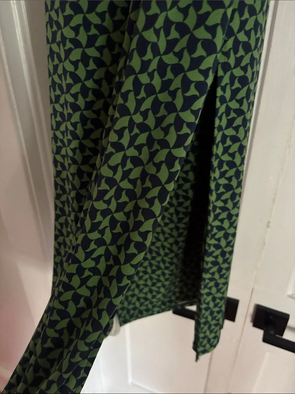 Abercrombie & Fitch Green Geometric Cowl Slip Maxi Dress
